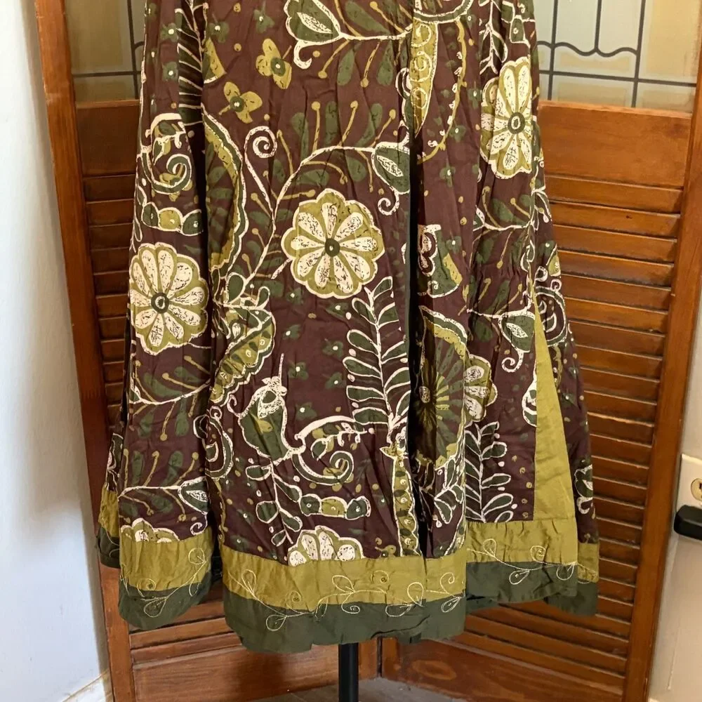 Vintage Boho Floral Cottage Prairie Festival Folk Gypsy Skirt Plus Size 22/24